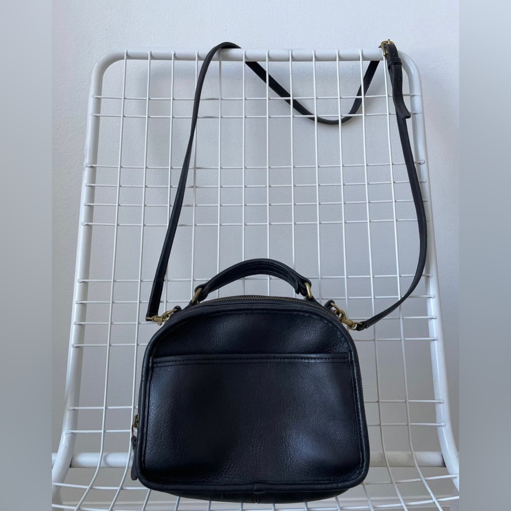 Vintage 90s coach black leather lunchbox bag 9991 EUC